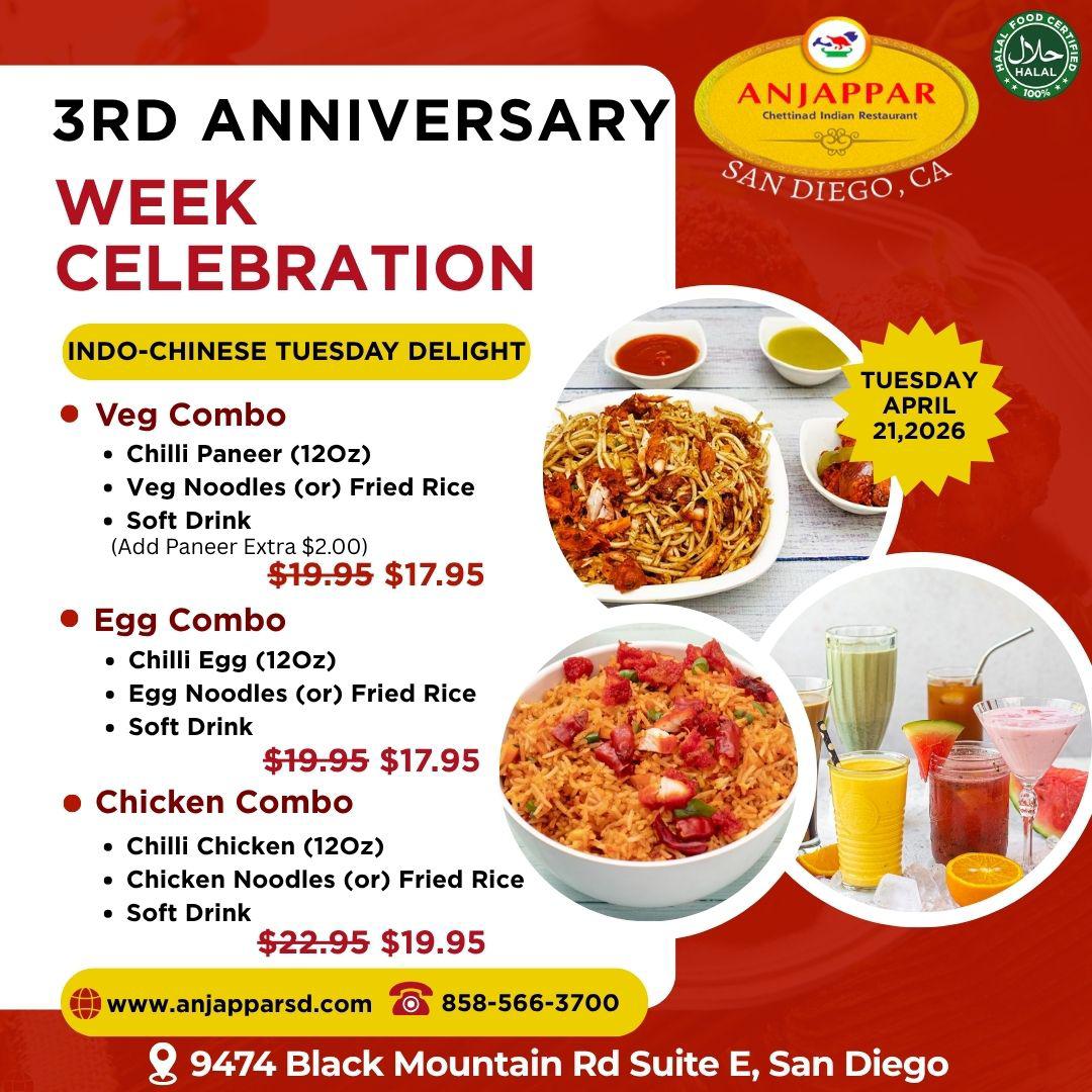 3rd Anniversary Indo Chinese Tuesday Delight
